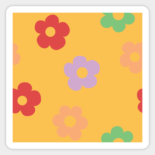 Chunky Retro Flowers - Bright & Colorful Sunshine Combo Sticker by Charredsky